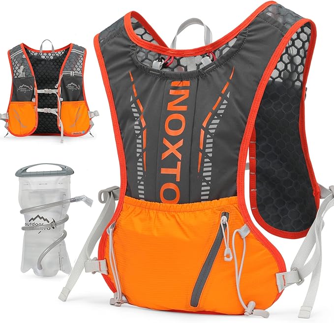 INOXTO Hydration Vest Backpack,Lightweight Water Running Vest Pack with 1.5L Water Bladder Bag Daypack for Hiking Trail Running Cycling Race Marathon for Women Men