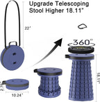 ALEVMOOM Upgraded Portable Collapsible Stool with Cushion, Telescoping Folding Stool for Adults, Lightweight Yet More Sturdy Capacity 600 lbs for Camping Fishing Hiking BBQ