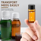 Baderke 4 Pcs Liquid Medicine Travel Container Scale Glass Liquid Containers Small Single Dose Medicine Bottles Dispenser and Leak-proof Plug Travel Essentials Accessories(Brown,10ml)