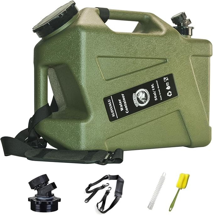 5 Gallon Water Jug with Spigot, BPA Free Leak-Proof Camping Water Container, Portable Emergency Water Storage for Outdoor Hiking, Camping, Home Use, Camping Essentials