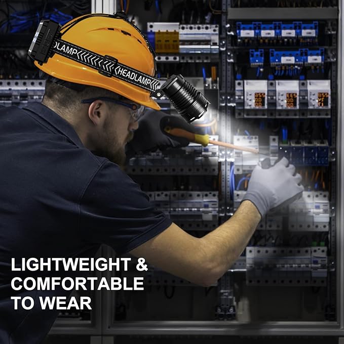 Headlamp Rechargeable, 3000 Lumen Super Bright Led Headlamps with 4 Modes & 12H Long Runtime, Powerful Waterproof Head Lamp with Digital Display & 90° Adjustable for Adults Camping Cycling