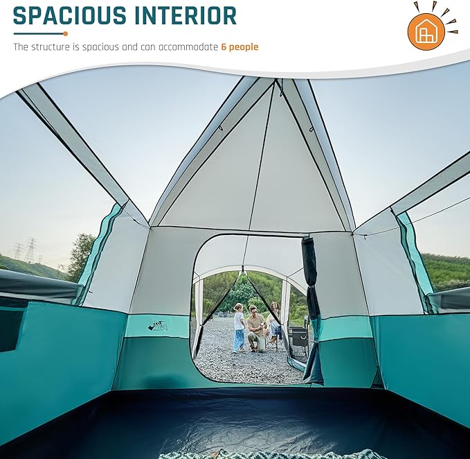 Tents for Camping 6/8/10 Person Camping Tent with Screen Porch, Weatherproof Large Cabin Tent with Rainfly and Carry Bag, Family Tent for Outdoor Camping and Backyard