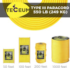 TECEUM 5/32" Paracord Rope 1000 – 1000ft / 200ft / 100ft / 50ft – Tactical Parachute Cord 4mm – 45+ Colors – Nylon String for Survival & Camping Gear – Stripe Cord for Survival – Utility Rope