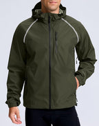 Men's Cycling Rain Jackets Waterproof Running Bike Windbreaker Lightweight Packable Hooded Jacket