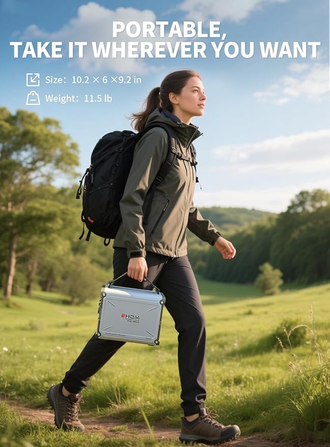 EHOM Portable Power Station 350W (Peak 700W), EP350 299Wh Solar Generator with 120V Pure Sine Wave AC/USB/Car Outlets, Backup Lithium Battery Generator for CPAP Outdoor RV Camping Emergency Blackout