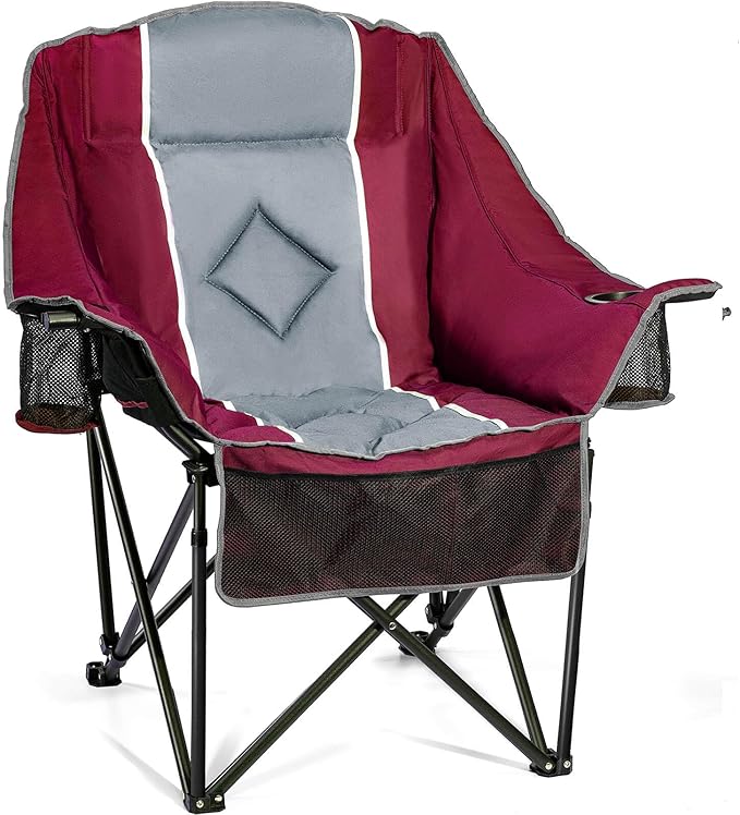 Oversized Camping Chairs Extra Wide 400lbs Capacity, Heavy Duty Folding Outdoor Chair with 2 Cup Holder & Storage Pocket, Padded and Portable Lawn Chair for Adults, Camp, Fishing, Tailgating, Picnic