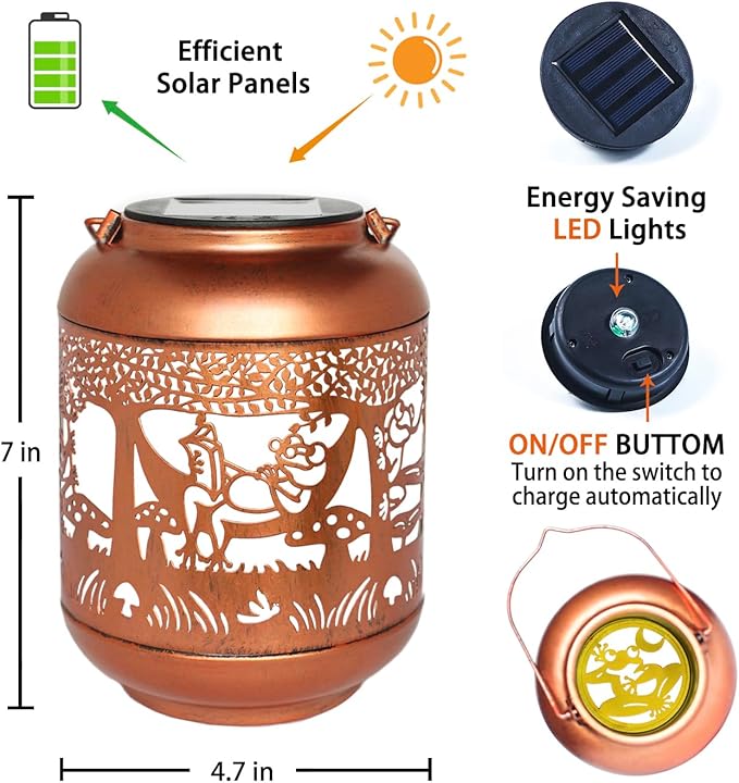 2 Pack Frog Solar Lanterns Outdoor Waterproof,Hanging Solar Lights Frog Gifts for Women Men Metal LED Decorative Light for Yard,Patio,Lawn,Tabletop,Pathway,Landscape,Garden Decor