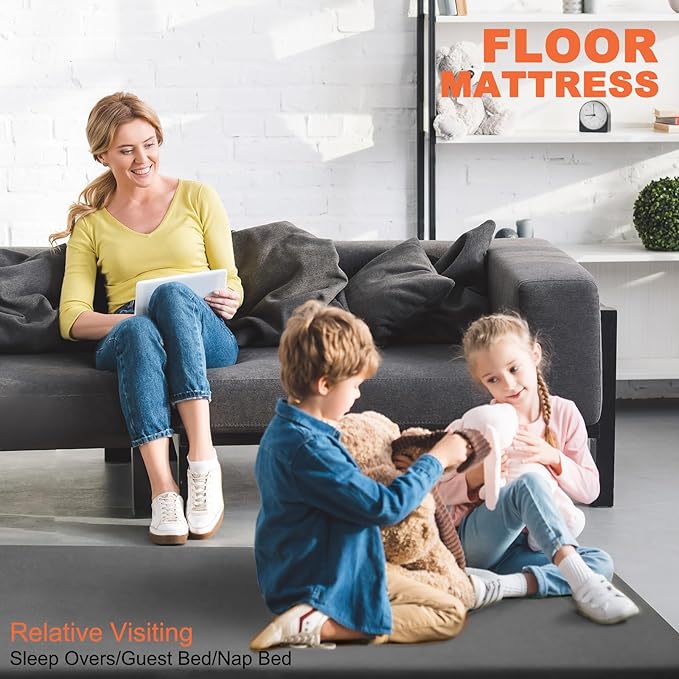 Memory Foam Camping Mattress Sleeping Pad, 3" Thick Waterproof Portable Roll Up Sleeping Mats & Floor Mattress Pad with Pillow + Travel Bag for Camping Car Truck SUV Tent Sleepover Kids Adult