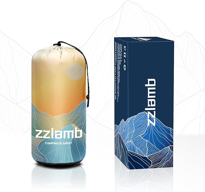 zzlamb Camping Blanket, Outdoor Lightweight Travel Blanket Puffy Portable Down Alternative, Windproof Warm Cloak with Snaps, Cozy Quilt Backpacking Picnic RV Plane Car Hammock Beach Climbing