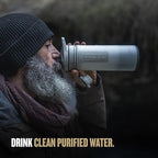 GRAYL GeoPress 24 oz Water Purifier Bottle - Filter for Hiking, Camping, Survival, Travel (Peak White)