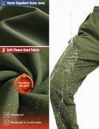 baleaf Men's Fleece Lined Hiking Cargo Pants Softshell Water Resistant Snow Thermal Pants Winter Insulate with Zipper Pocket