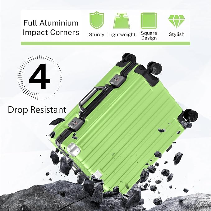 Krute Luggage 24 Inch Aluminum Frame Zipperless Suitcase with Spinner Wheels Checked Luggage PC+ABS Lightweight Hardshell