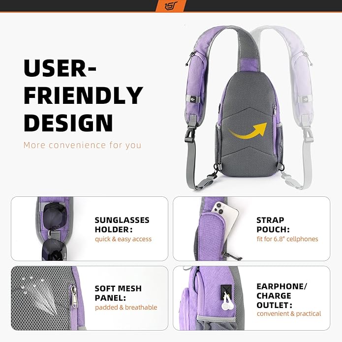 SKYSPER Sling Bag RFID Crossbody Sling Backpack Cross Body Shoulder Bag Travel Hiking Daypack for Women Men