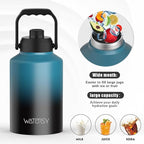WATERSY 1 Gallon Water Bottle Insulated(Cold for 48 Hrs),BPA Free&Leak Proof,128oz Stainless Steel Water Jug,Big thermo,Large Water Bottle with Handle for Gym,Hiking,Camping&Travel,Lake Blue