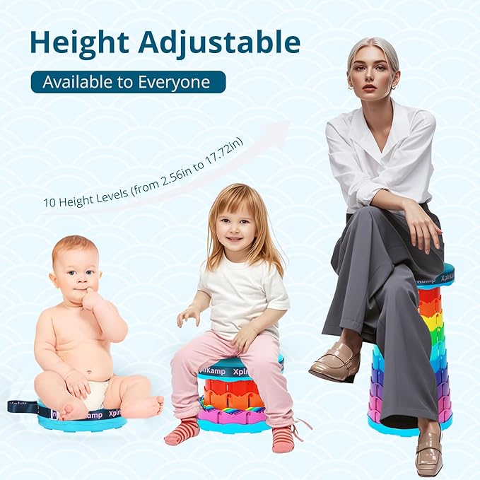 Retractable Folding Stool - Heavy Duty 400 lb Collapsible Portable Stool for Camping, Hiking, Fishing, Indoor/Outdoor with Non-Slip Base and Lightweight Design (Rainbow, 1-Pack)