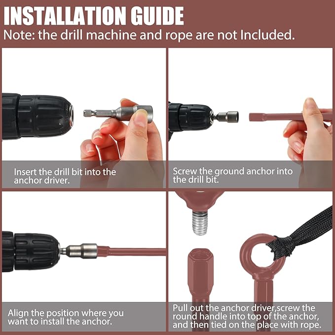 Lasnten 6 Pcs 30 Inch Heavy Duty Ground Anchor Spiral Blade Earth Anchor Kit Metal Anchor Hook Beach Sand Stakes Camping for Securing Animals, Shelters, Tents, Canopies (Brown)