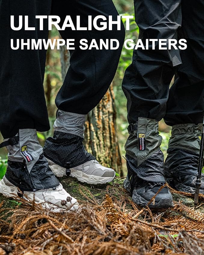 Trail Gaiters, Waterproof Low Shoe Protectors, Adjustable Boots Gators for Hiking & Running - Prevents Debris in Shoes