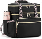 Double Deck Lunch Box for Women, Expandable Insulated Large Lunch Bag Women Leakproof Lightweight Lunch Cooler Bag Durable Lunchbox for Work Outdoor Travel, Black