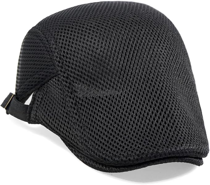2 Pack Men's Mesh Cap Breathable Summer Newsboy Hat Adjustable Beret Ivy Cap Irish Cabbie Driving Hunting Hats