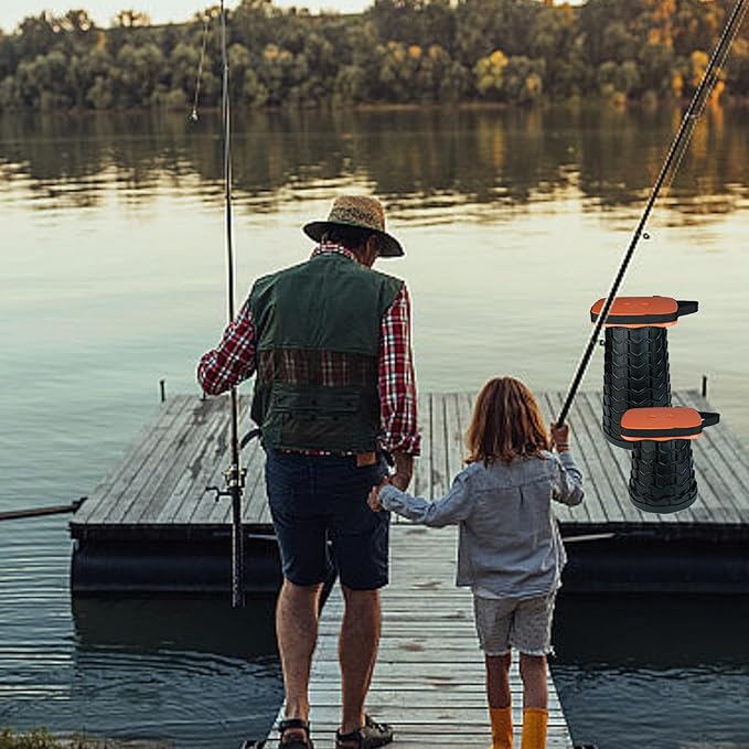 Upgraded Collapsible Stool Heavy Duty 550lbs Load Capacity Portable Folding Chair for Adults Camping Stool Sturdy Foldable Stool (Orange)