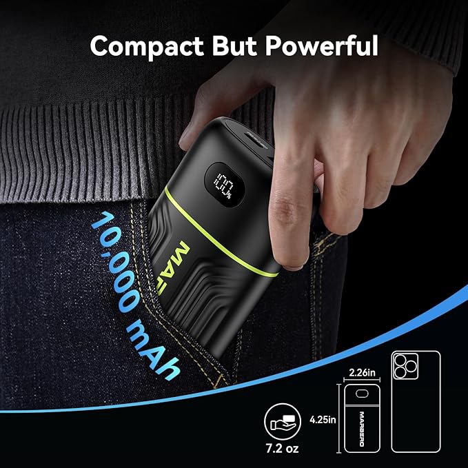 MARBERO Portable Charger 10000mAh Mini Power Bank USB C in&out Fast Charging Battery Pack Compact External Phone Powerbank Compatible with iPhone 16 15 14 13 12 Samsung S22 S21 Google AirPods iPad etc