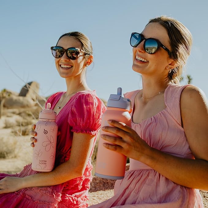 BOTTLE BOTTLE 32oz Insulated Water Bottle Stainless Steel Sport Water Bottle with Straw Dual-use Lid Design for Gym with Pill Box