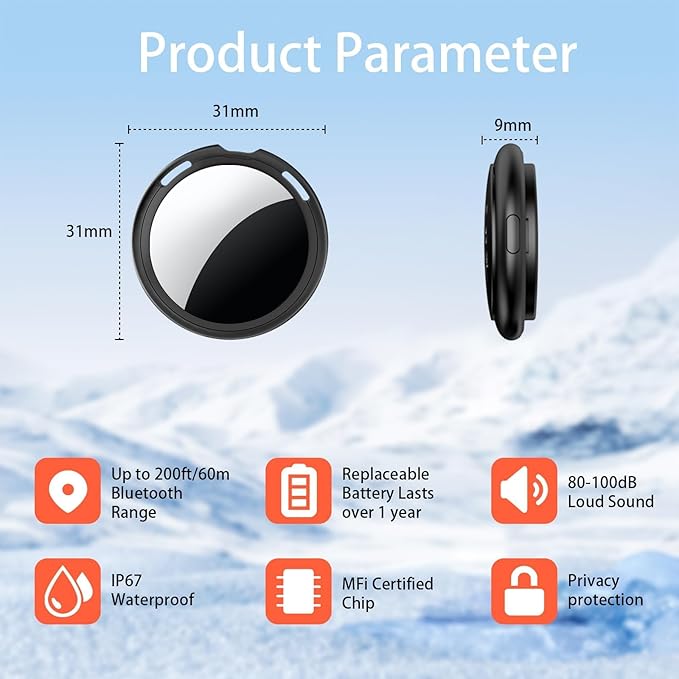 4 Pack Tracker Tags [Apple MFi Certified] Bluetooth Air Tracker Pair with Apple Find My (iOS Only) Smart Tracking Tags Keys Finder Item Locator Worldwide Tracker for Pets Backpack Wallet Dogs Luggage