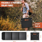 Takki 60W Solar Panel Foldable Solar Charger Kit with USB DC Type-C Ports for Portable Power Station Generator Camping Outdoor, 10 Connectors