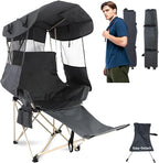 Folding Camping Chairs Canopy Outdoor: Sports Portable Beach Chair with Canopy-Lawn Beach Chairs with Umbrella for Adults-Camping Chair with Shade for Fishing Camp Heavy Duty (Casual, Grey)