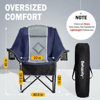 Oversized Camping Chairs Extra Wide 400lbs Capacity, Heavy Duty Folding Outdoor Chair with 2 Cup Holder & Storage Pocket, Padded and Portable Lawn Chair for Adults, Camp, Fishing, Tailgating, Picnic