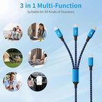 USB C Splitter Cable Multi Charging Cable, Nylon USB C Splitter Cable, Multiple Charger Cord with 3 Type C Compatible with iPhone 16/15 Series, Galaxy S Series with Most Phones and More (2Pack 5FT)