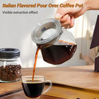 Coffee Pour Over 13.5oz 400ml High Borosilicate Glass Pour Over Coffee Maker Set Camping Travel with 50 Pcs V60 Cone Filter Paper Hand Brew Carafe Drip Suitable for Electric Ceramic Stove