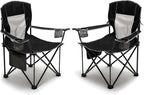 SUNNYFEEL Oversized Folding Camping Chair 2 Pack 500 LBS Heavy Duty Lawn Chairs for Adults Black Portable Folding with Armrest, Cup Holder, Pocket ＆Bag for Outdoor Camping/Beach/Travel/Picnic/Fishing