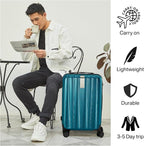 Hanke 29 Inch Luggage Suitcases With Spinner Wheels Lightweight PC hardside Rolling Suitcase With Travel Lock, Checked-Large 29-Inch Christmas Gifts for Birthday(Caribbean Blue)