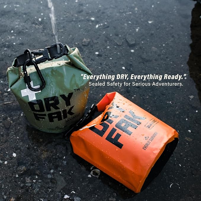 EVERLIT 290 Pc Waterproof First Aid Kit Dry FAK Medical Kit Emergency Survival Kit for Boat, Backpacking, Hiking, Fishing, Travel, Kayaking (Orange) (Orange)