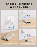 charmast Portable Charger with Built in Cables, Power Bank with Cords Wires, Slim 10000mAh Travel Battery Pack 6 Outputs 3 Inputs 3A Fast Charging for Samsung Google Pixel LG Moto iPhone iPad