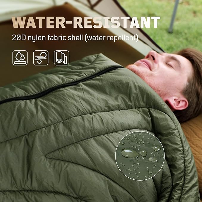 Camping Blanket, Packable, Lightweight Camp Quilt with Zipper, Multifunctional Outdoor Sleeping Blanket for Backpacking, Travel, Stadium, Beach