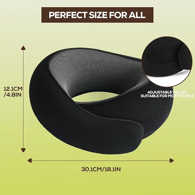 Travel Pillow uses Memory Foam to Support Neck Comfort, car Travel, Compact,Airplane Sleep Pillow Black