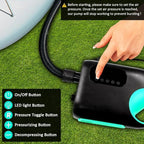 20PSI Paddle Board Pump-Portable Electric SUP Air Pump, Dual Stage Inflation & Deflation SUP Pump, 110W Paddleboard Pump with Auto-Off Function & 12V DC Car Connector for Paddle Board, Kayaks