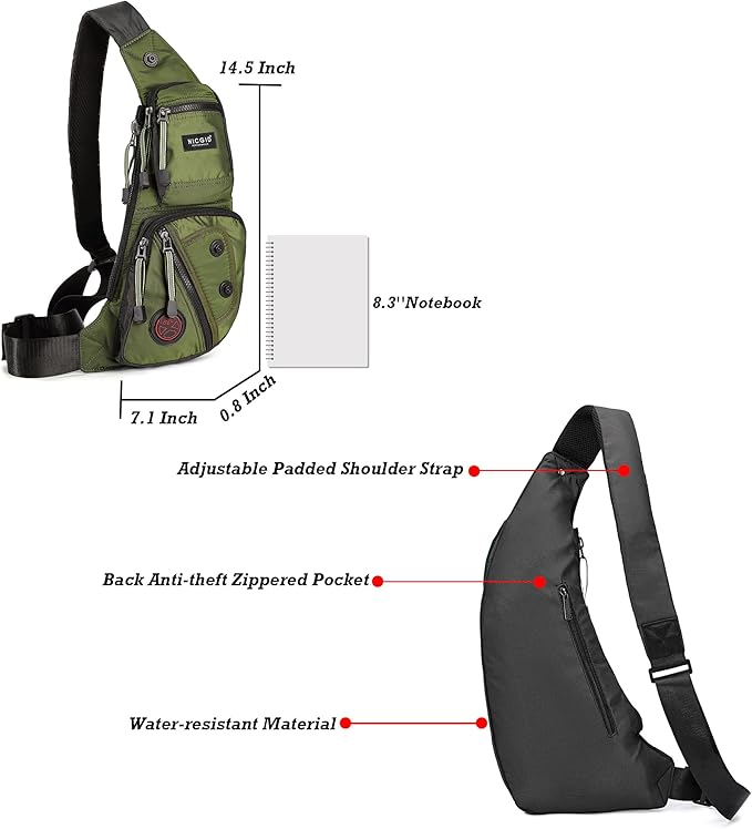 NICGID Sling Bag Chest Shoulder Backpack Crossbody Bags Casual Daypack for Men Women