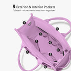 TOPDesign Heavy-Duty Canvas Tote Bag for Women, Adjustable Crossbody/Shoulder Handbag with 9 Pockets, Everything Tote