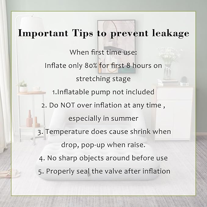 RAPTAVIS Inflatable Sofa Bed for Camping, Pool Float Couch Outdoor Flocked Mattress Bed with Armrest, Full Size