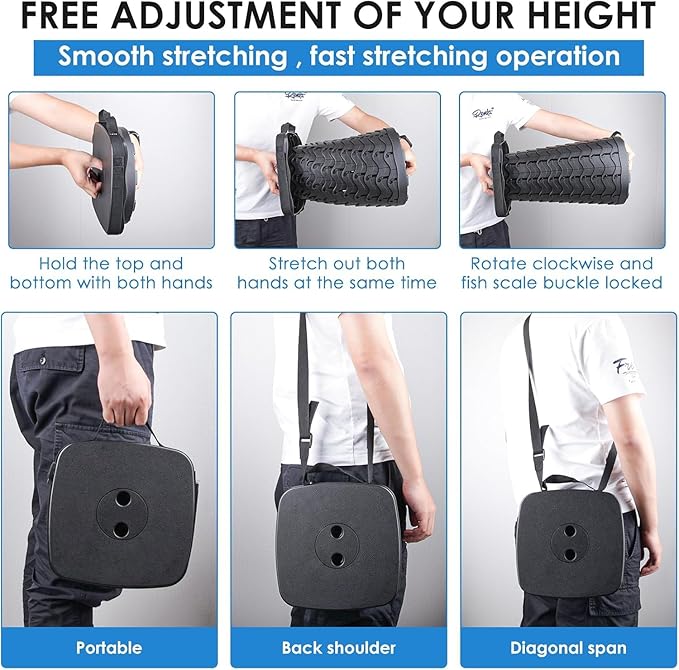 Collapsible Stool - Lightweight Folding Stool, 485lbs Capacity, Portable for Adults, Camping, Fishing, Hiking, Outdoor, Travel