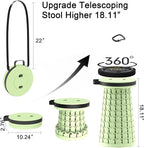 ALEVMOOM Upgraded Portable Collapsible Stool with Cushion, Telescoping Folding Stool for Adults, Lightweight Yet More Sturdy Capacity 600 lbs for Camping Fishing Hiking BBQ