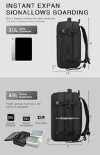 Vacuum Seal Travel Backpack 45L with Pump - Expandable Air Compression System, Water-Resistant Business TSA Lock, Laptop Backpack, Carry-On Suitcase Luggage, Gifts for Men