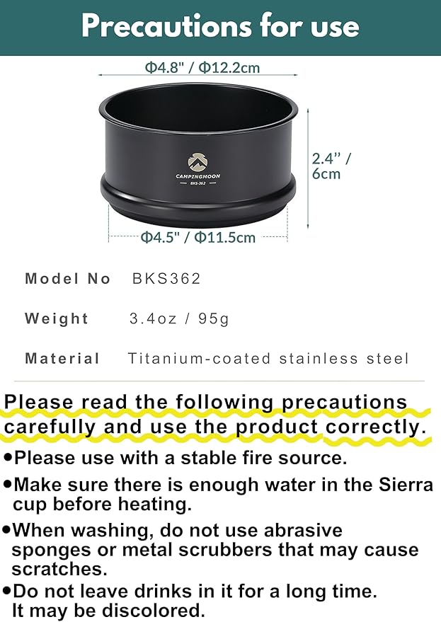 camping moon φ4.7-Inch Mini Steamer for Sierra Cup 304 Stainless Steel Black BKS362