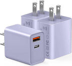 3 Pieces USB C Wall Charger for iPhone 14/15/16/17 Pro Max Plus Cube, 20W PD Type C Quick Power Adapter USBC Block Box Plug for Samsung S21 S20 Note 20 Fold3 Z Flip3 UBS-C Plug