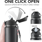 Enerbone 32 oz Insulated Water Bottle, Stainless Steel Bottle with Carrying Strap, Double-Wall Vacuum Insulation Design, Leakproof Sports Bottle with Straw, Keep Drinks Cold or Hot for Hours