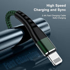 Essri 2Pack for iPhone Charger Cord 6FT, Lighting Cable 6 Feet to USB Charging Cable, Nylon Braided Charging Cord 6 Foot Compatible with iPhone 14 13 12 11 X XS XR 15 Pad - Green