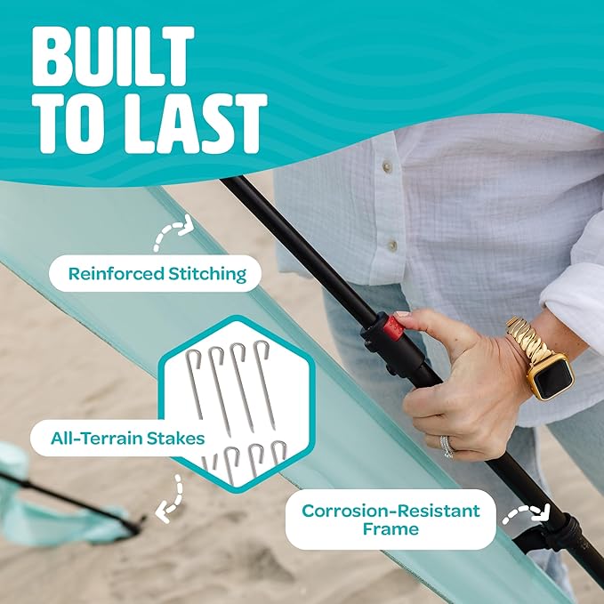 Pop Up Sun Canopy Shelter - Lightweight, Portable Outdoor Shelter with UPF 50+ Sun Protection & Easy Setup - Stable for Windy Conditions, Ideal for Beach, Picnic, Camping & More (Blue)